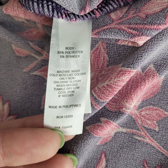 41 Hawthorn womens large purple pink floral sleeveless faux wrap stretchy top - Picture 5 of 10